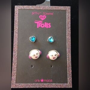 2016 Betsey Johnson Trolls Earrings Set, Macys Exclusive, New Missing 1 Set